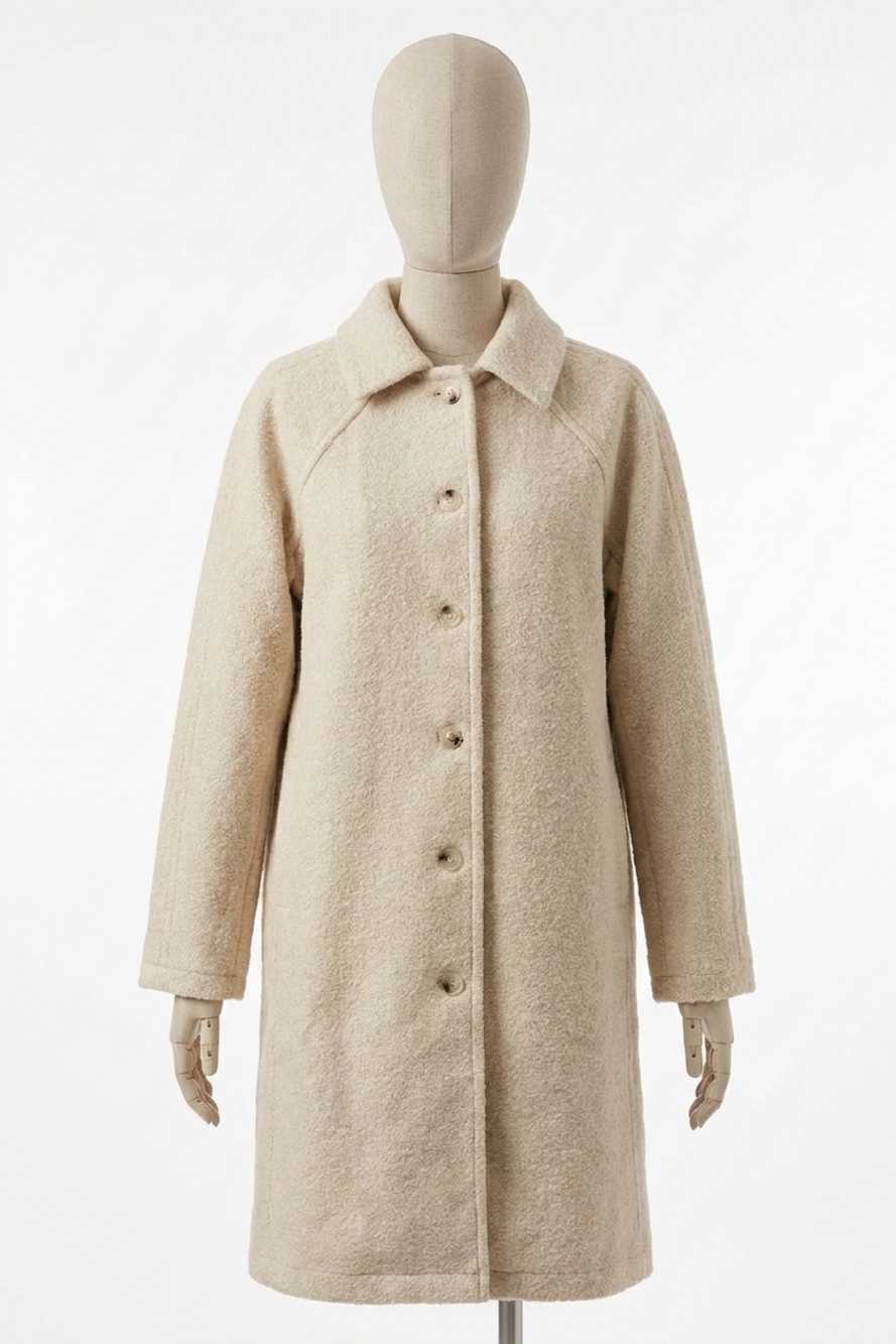 NEW HEM & THREAD women's textured tailored coat in ecru